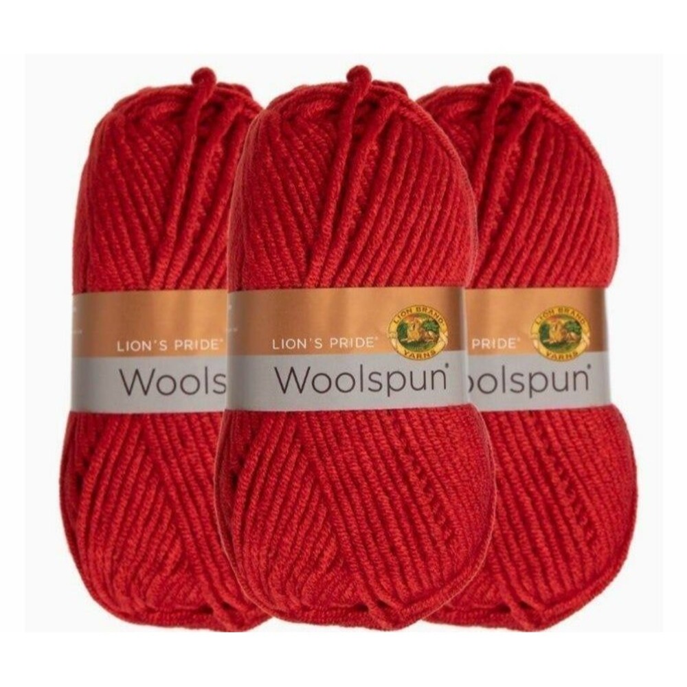 NEW 3X LION BRAND Woolspun BULKY(5): (3) Skeins yarn COLOR: TOMATO